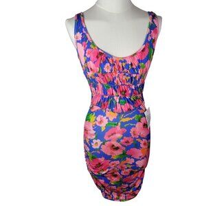 ASOS Design Tropical Floral Print Ruched Tank Swim Coverup Dress Size US 2